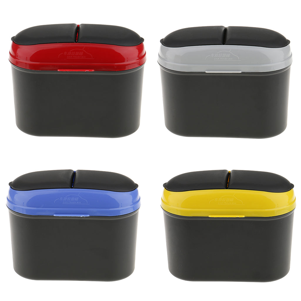 Maxbell Mini Car Removable Trash Bin Rubbish Garbage Can Storage Box w/ Hook Yellow