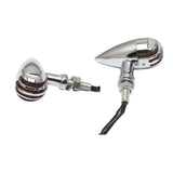 Maxbell Motorcycle Grill Bullet Blinker Turn Signal Light Bobber Chopper Silver