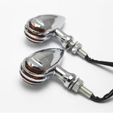 Maxbell Motorcycle Grill Bullet Blinker Turn Signal Light Bobber Chopper Silver