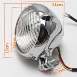 Maxbell Motorcycle Headlight Amber Light Lamp for Harley Bobber Chopper Silver+Clear