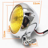 Maxbell Motorcycle Headlight Moto Light Lamp for Harley Bobber Chopper Silver+Yellow