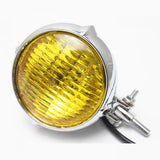 Maxbell Motorcycle Headlight Moto Light Lamp for Harley Bobber Chopper Silver+Yellow