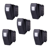 Maxbell 5 x Waterproof 12V 20A Bar Rocker Toggle Switch LED Car Boat White Light