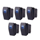 Maxbell 5 x Waterproof 12V 20A Bar Rocker Toggle Switch LED Car Boat Blue Light