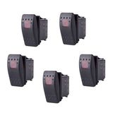 Maxbell 5 x Waterproof 12V 20A Bar Rocker Toggle Switch LED Car Boat Red Light