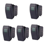 Maxbell 5 x Waterproof 12V 20A Bar Rocker Toggle Switch LED Car Boat Green Light