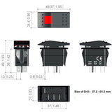 Maxbell 5 x Waterproof 12V 20A Bar Rocker Toggle Switch LED Car Boat Green Light