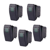 Maxbell 5 x Waterproof 12V 20A Bar Rocker Toggle Switch LED Car Boat Green Light