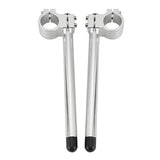 Maxbell Universal 37mm CNC Fork Clip-ons Handle Grip Handlebar for Motorcycle Silver