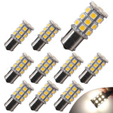 Maxbell 10Pcs Warm White 1156 BA15S 27SMD 5050 LED Light RV Camper Car Backup Lamp