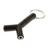 Maxbell 3.5mm Stereo Audio Jack Earphone Headphone 2 Way Y Splitter Adapter Keyring