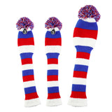 Maxbell 3pcs Golf Knitted Club Head Covers Driver, Fairway Headcover Blue Red