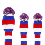 Maxbell 3pcs Golf Knitted Club Head Covers Driver, Fairway Headcover Blue Red