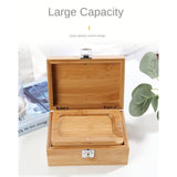 Maxbell Natural Classic Bamboo Stash Box with Latch Jewelry Case Storage Organizer