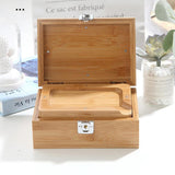 Maxbell Natural Classic Bamboo Stash Box with Latch Jewelry Case Storage Organizer