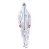 Maxbell One Piece Non-Woven Protective Hooded Isolation Suit with Zip Front Opening