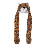 Maxbell Cartoon Kids Adults Winter Fuzzy Animal Hat Scarf Gloves Leopard