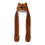 Maxbell Cartoon Kids Adults Winter Fuzzy Animal Hat Scarf Gloves Brown Bear