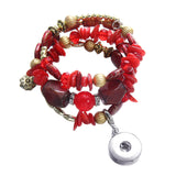 Maxbell Women Lady Bohemia Wind Beaded Multilayer Hand Stone Bracelet Jewelry red