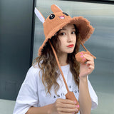 Maxbell Kids Cartoon Summer Beach Sun Visor Hat Jumping Rabbit Hat for Adults Coffee