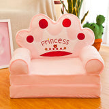 Maxbell Cartoon Children Fold Sofa Chairs Seat Cover Kids Armchair Cover Pink Crown