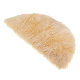 Maxbell Half Round Artificial Wool Sheepskin Floor Mat Fluffy Floor Mat Light Yellow