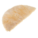 Maxbell Half Round Artificial Wool Sheepskin Floor Mat Fluffy Floor Mat Light Yellow