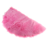 Maxbell Half Round Artificial Wool Sheepskin Floor Mat Fluffy Floor Mat Rose Red