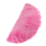 Maxbell Half Round Artificial Wool Sheepskin Floor Mat Fluffy Floor Mat Rose Red
