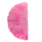 Maxbell Half Round Artificial Wool Sheepskin Floor Mat Fluffy Floor Mat Rose Red
