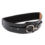 Maxbell Women Leather Belt Hook Design Buckle Waist Belt Elastic Waistband S Black