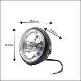 Maxbell Universal Motorcycle Retro Front Headlight Black Metal For CG125 GN125