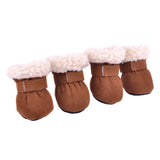 Maxbell 4 pcs/lot S/M/L/XL Pet Dog Shoes / Puppy Booties Rubber Anti Slip Waterproof L Brown