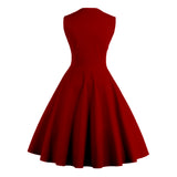 Maxbell Women Polka Dots Vintage 50s Style Cocktail Party Swing Dress  XL	 Wine red