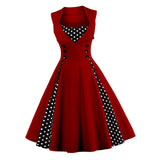 Maxbell Women Polka Dots Vintage 50s Style Cocktail Party Swing Dress  XL	 Wine red