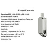 Maxbell Silver USB2.0 Key Ring Flash Drive Memory Stick Data U Disk Storage 64GB