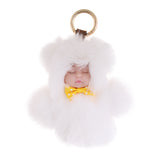 Maxbell Faux Fur Mini Baby Doll Kids Toys Birthday Gift Bag Pendant Keychain White