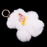 Maxbell Faux Fur Mini Baby Doll Kids Toys Birthday Gift Bag Pendant Keychain White