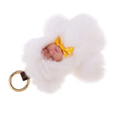 Maxbell Faux Fur Mini Baby Doll Kids Toys Birthday Gift Bag Pendant Keychain White