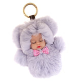 Maxbell Faux Fur Mini Baby Doll Kids Toys Birthday Gift Bag Pendant Keychain Gray