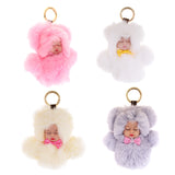 Maxbell Faux Fur Mini Baby Doll Kids Toys Birthday Gift Bag Pendant Keychain Gray