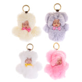 Maxbell Faux Fur Mini Baby Doll Kids Toys Birthday Gift Bag Pendant Keychain Gray