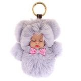 Maxbell Faux Fur Mini Baby Doll Kids Toys Birthday Gift Bag Pendant Keychain Gray