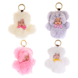 Maxbell Faux Fur Mini Baby Doll Kids Toys Birthday Gift Bag Pendant Keychain Gray