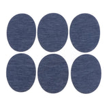 Maxbell 6 Pieces/Pack Denim Iron On Jean Patches Jeans Repair Kit Oval Royal Blue