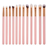 Maxbell Premium Wood Handle Kabuki Makeup Brush Set for Foundation Powder Cream 12pcs