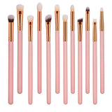 Maxbell Premium Wood Handle Kabuki Makeup Brush Set for Foundation Powder Cream 12pcs