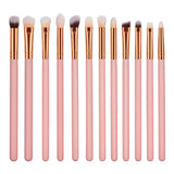 Maxbell Premium Wood Handle Kabuki Makeup Brush Set for Foundation Powder Cream 12pcs