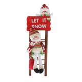 Maxbell Christmas Decorations Cloth Plush Santa Snowman Ladder Snowman Ladder