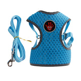 Maxbell Breathable Dog Vest Harness Pet Outdoor Traction Rope For Cat Dog Blue S